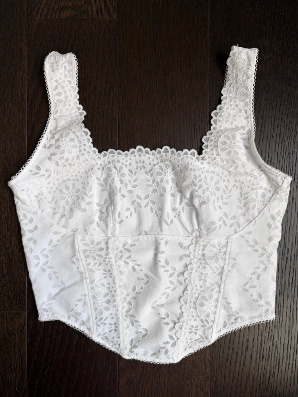 PINK by Victoria’s Secret Sheer Floral Longline Bralette (White) - Medium